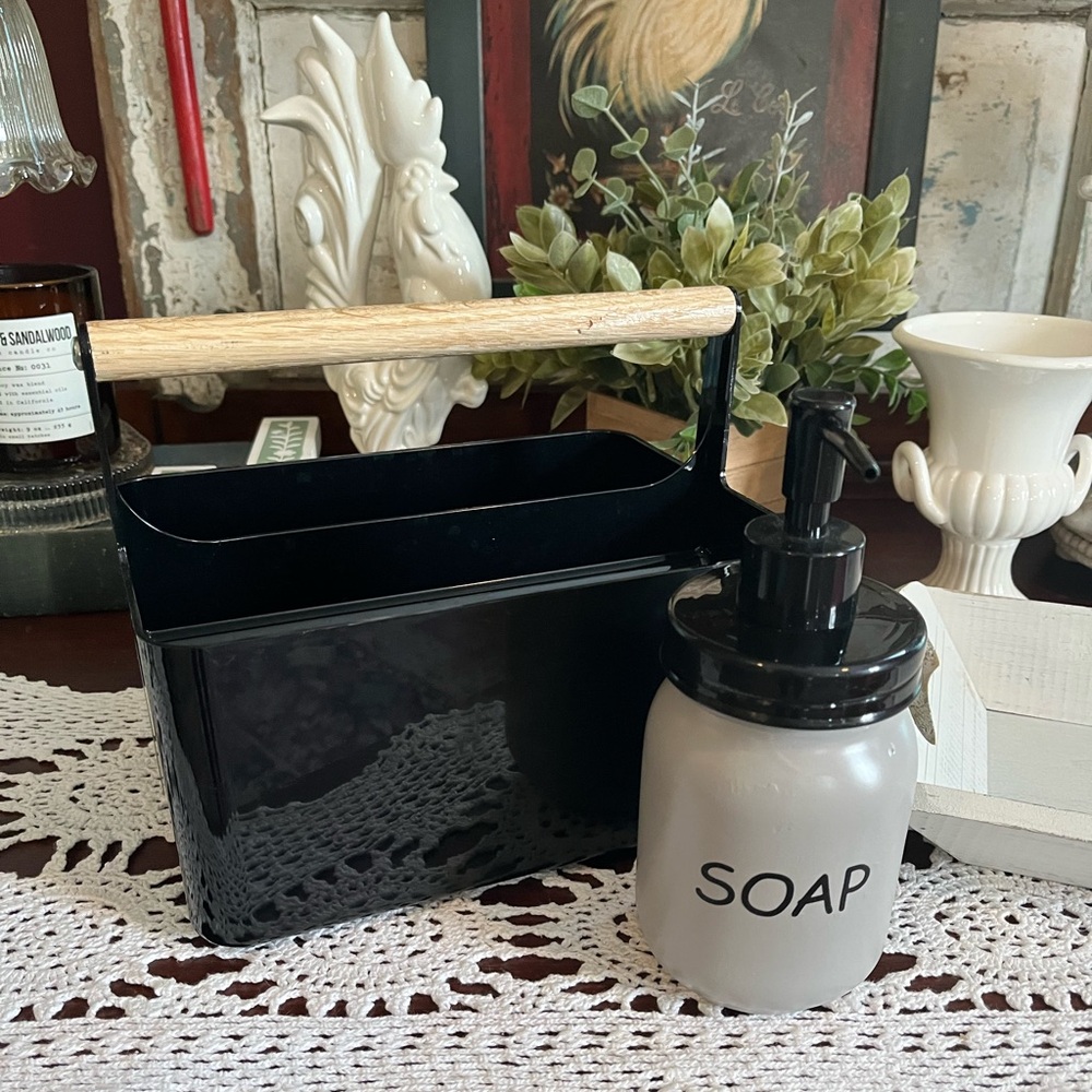 Soap Dispenser & Plastic Tote